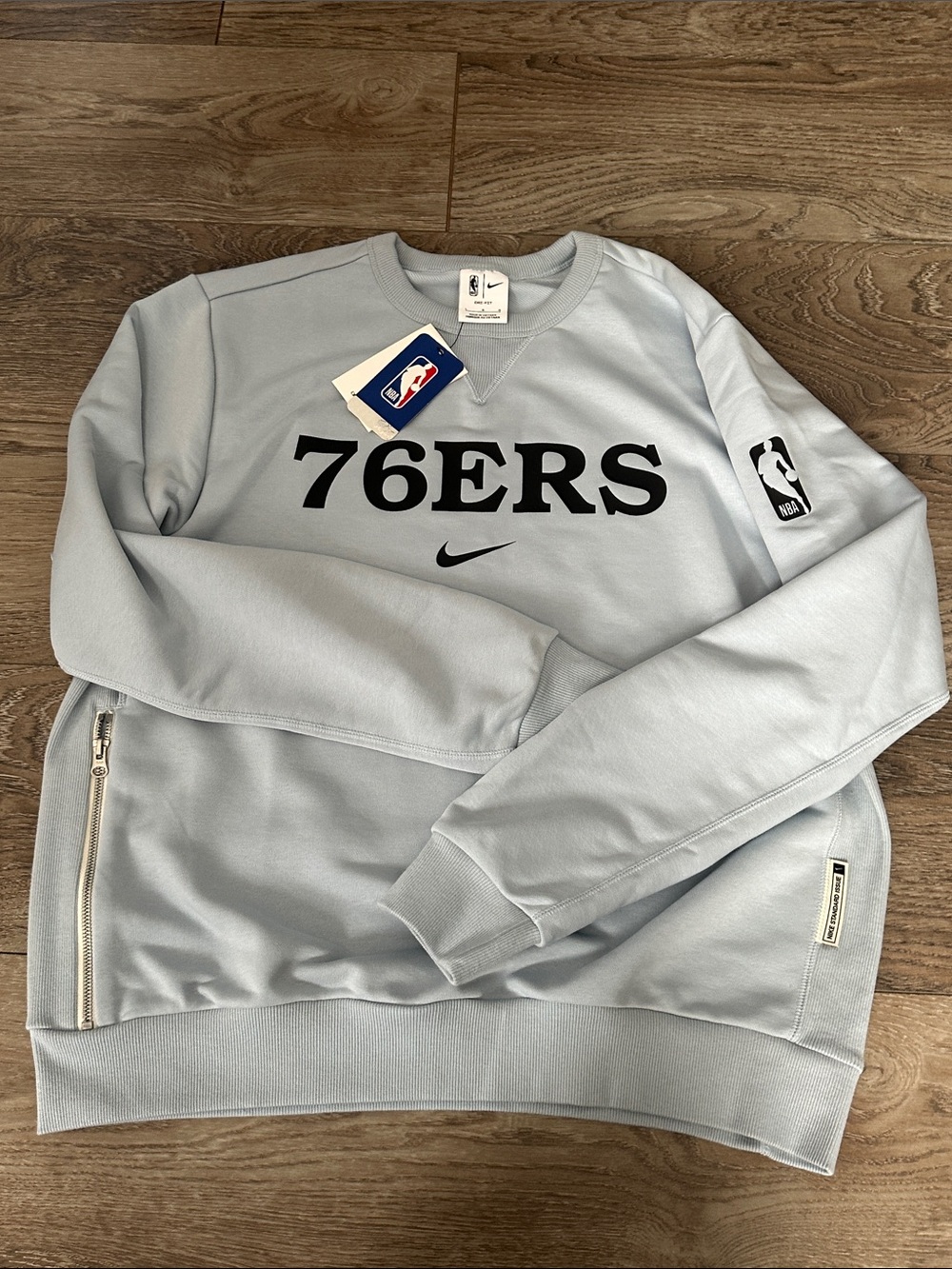 Nike Light Gray 76ERS Crewneck Sweatshirt